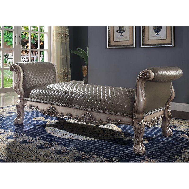 ACME Dresden Bench in Vintage Bone White & PU