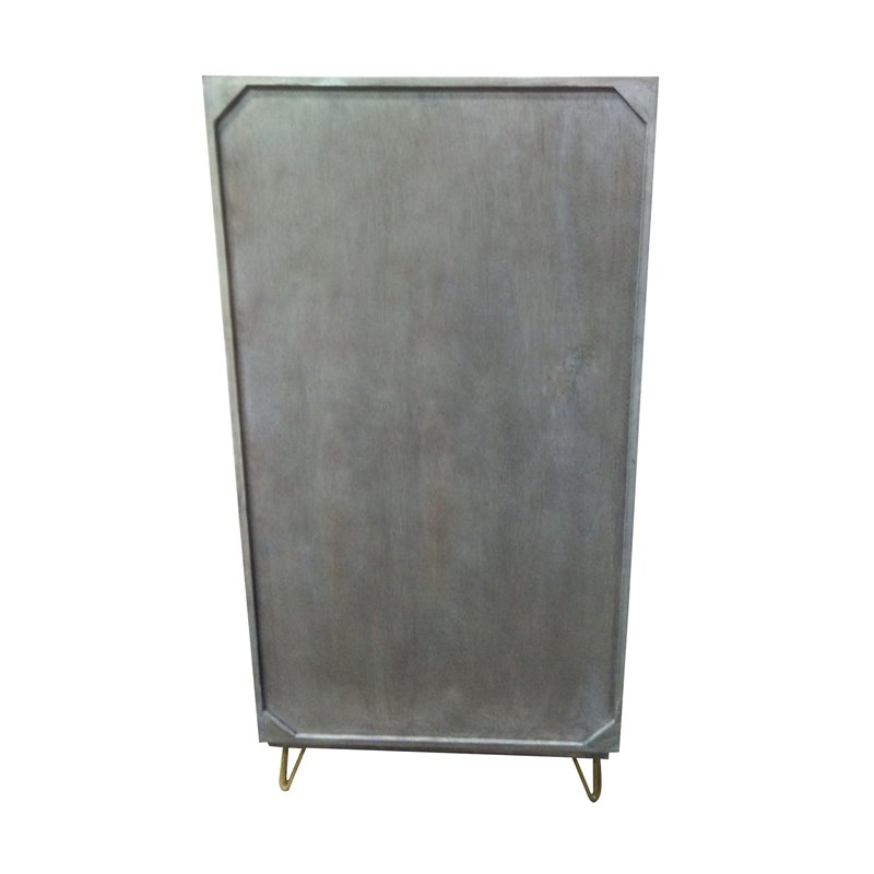 ACME Beretta Rectangular 2-Door Wooden Armoire in Gray Stone and Ash Oak
