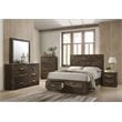ACME Elettra Queen Bed with Storage in Rustic Walnut