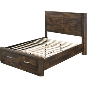 ACME Elettra Queen Bed with Storage in Rustic Walnut
