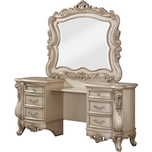 acme gorsedd vanity desk and mirror in antique white