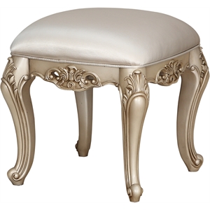 acme gorsedd vanity stool in fabric & antique white