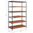 ACME Oaken 5 Wooden Shelves Rectangular Bookshelf in Honey Oak and Black
