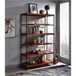 ACME Oaken 5 Wooden Shelves Rectangular Bookshelf in Honey Oak and Black