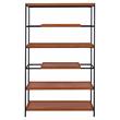 ACME Oaken 5 Wooden Shelves Rectangular Bookshelf in Honey Oak and Black