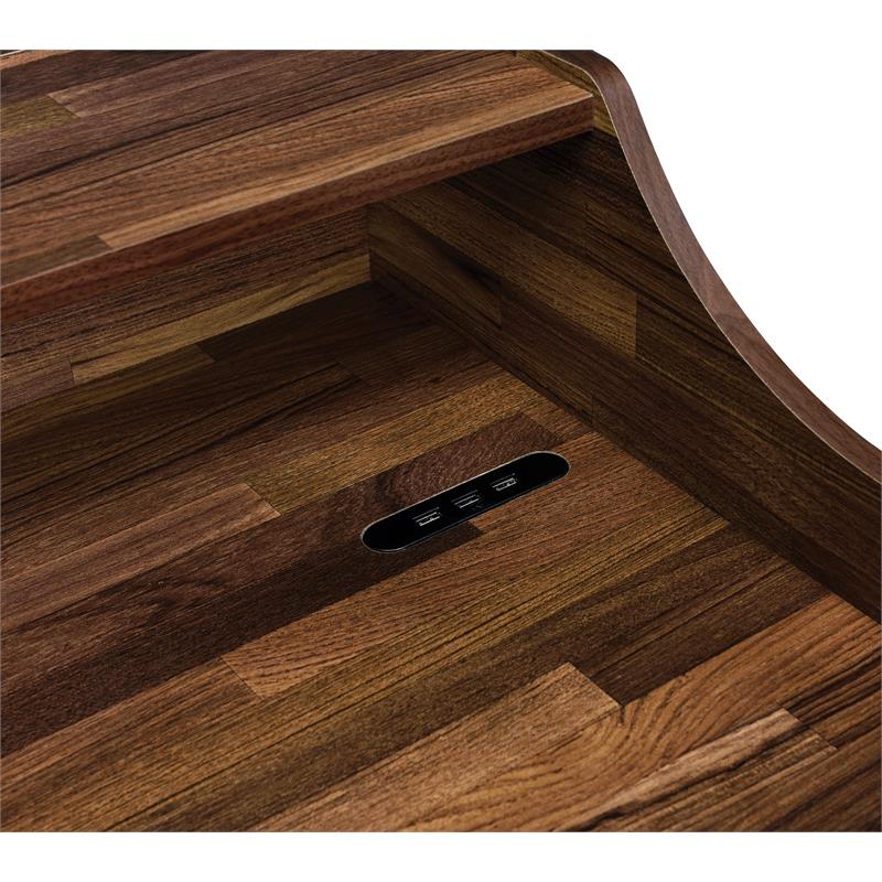 ACME Furniture Sange Wood & Metal Desk with 4 Open Comparments in Walnut/Black