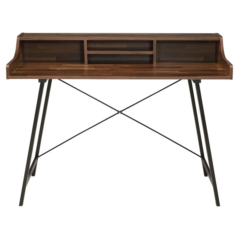 ACME Furniture Sange Wood & Metal Desk with 4 Open Comparments in Walnut/Black