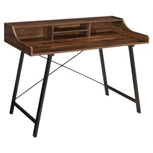 ACME Furniture Sange Wood & Metal Desk with 4 Open Comparments in Walnut/Black