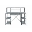 ACME Amiel Wooden 1-Drawer Writing Desk in Faux Concrete and Black
