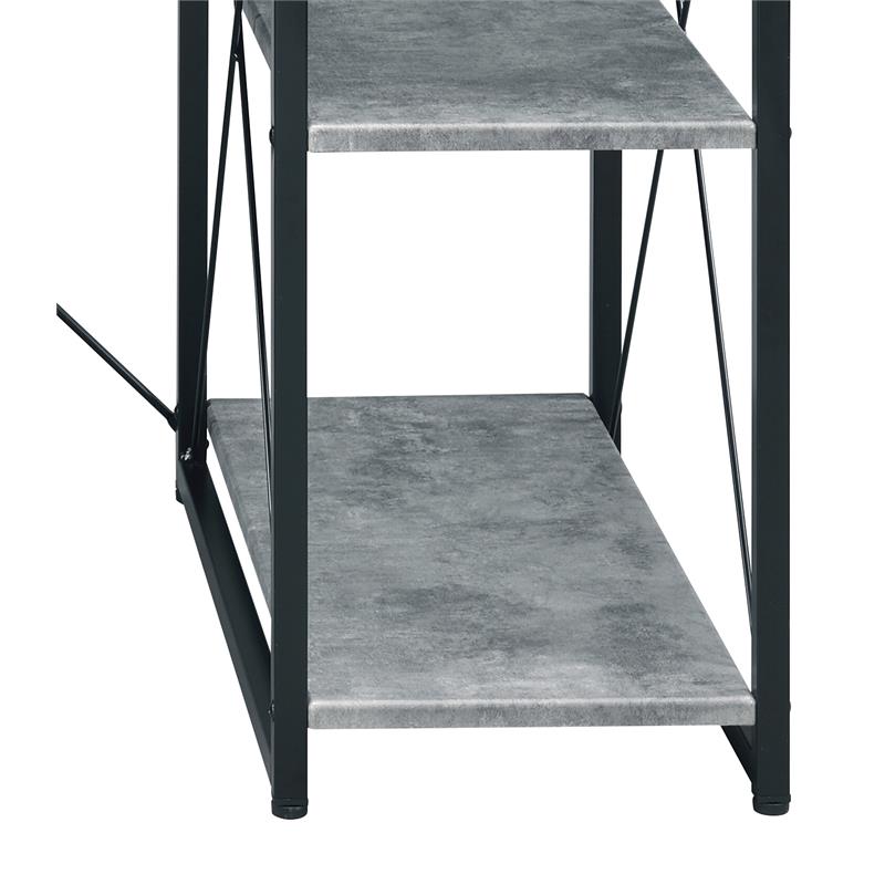 ACME Amiel Wooden 1-Drawer Writing Desk in Faux Concrete and Black