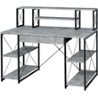 ACME Amiel Wooden 1-Drawer Writing Desk in Faux Concrete and Black