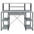 ACME Amiel Wooden 1-Drawer Writing Desk in Faux Concrete and Black