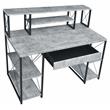 ACME Amiel Wooden 1-Drawer Writing Desk in Faux Concrete and Black
