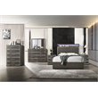 ACME Escher Wooden Eastern King Panel Bed with LED in Gray Oak