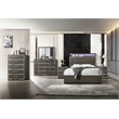 ACME Escher Wooden Eastern King Panel Bed with LED in Gray Oak