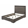 ACME Escher Wooden Eastern King Panel Bed with LED in Gray Oak