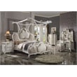 ACME Picardy Tufted Fabric Eastern King Bed with Canopy in Antique Pearl