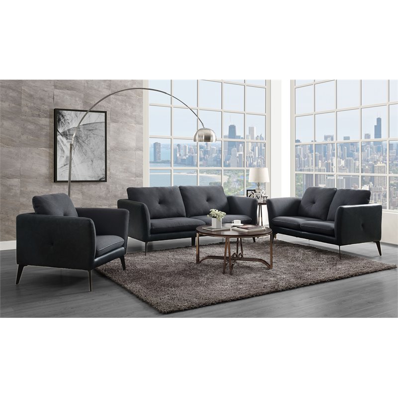 ACME Harun Faux Leather Tufted Upholstered Sofa in Gray