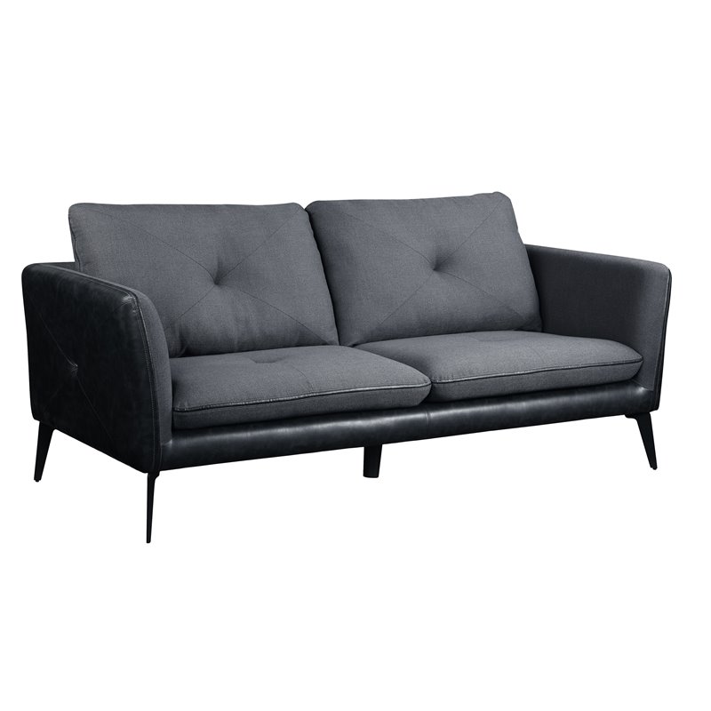 ACME Harun Faux Leather Tufted Upholstered Sofa in Gray