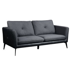ACME Harun Faux Leather Tufted Upholstered Sofa in Gray