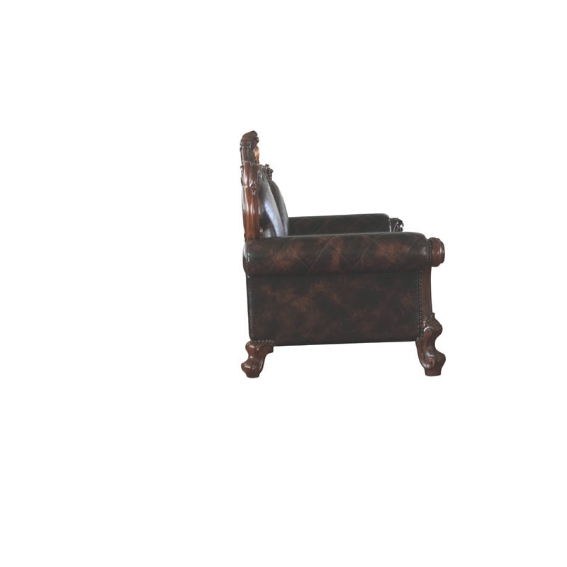 ACME Picardy Sofa with 3 Pillows in Vintage Cherry Oak & PU