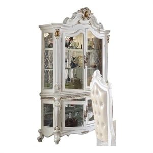 acme picardy 4 glass doors curio cabinet in antique pearl wood