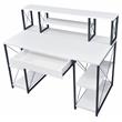 ACME Amiel Wooden 1-Drawer Writing Desk with Small Hutch in White and Black