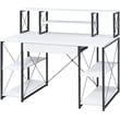 ACME Amiel Wooden 1-Drawer Writing Desk with Small Hutch in White and Black