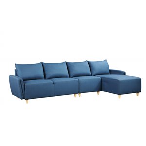 acme marcin sectional sofa in blue fabric
