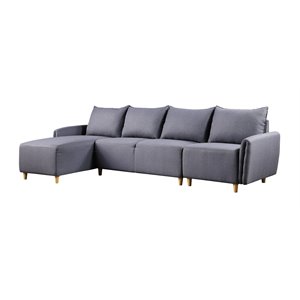 acme marcin sectional sofa in gray fabric