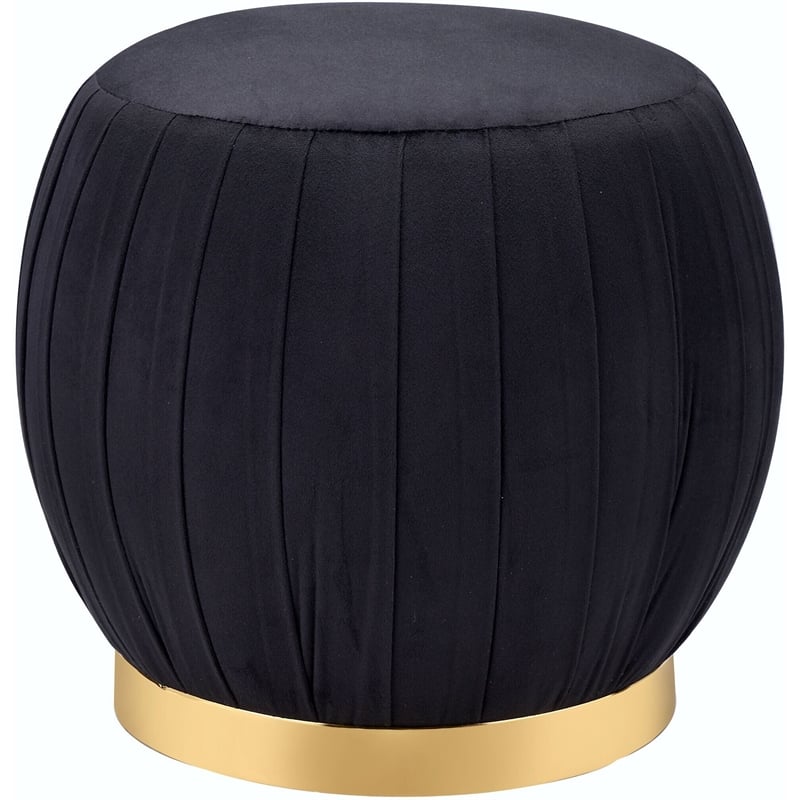 ACME Zinnia Ottoman in Black Velvet & Gold