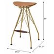 ACME Dragea Faux Leather  Armless Bar Stool in Whiskey and Gold (Set of 2)