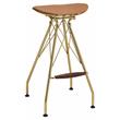 ACME Dragea Faux Leather  Armless Bar Stool in Whiskey and Gold (Set of 2)