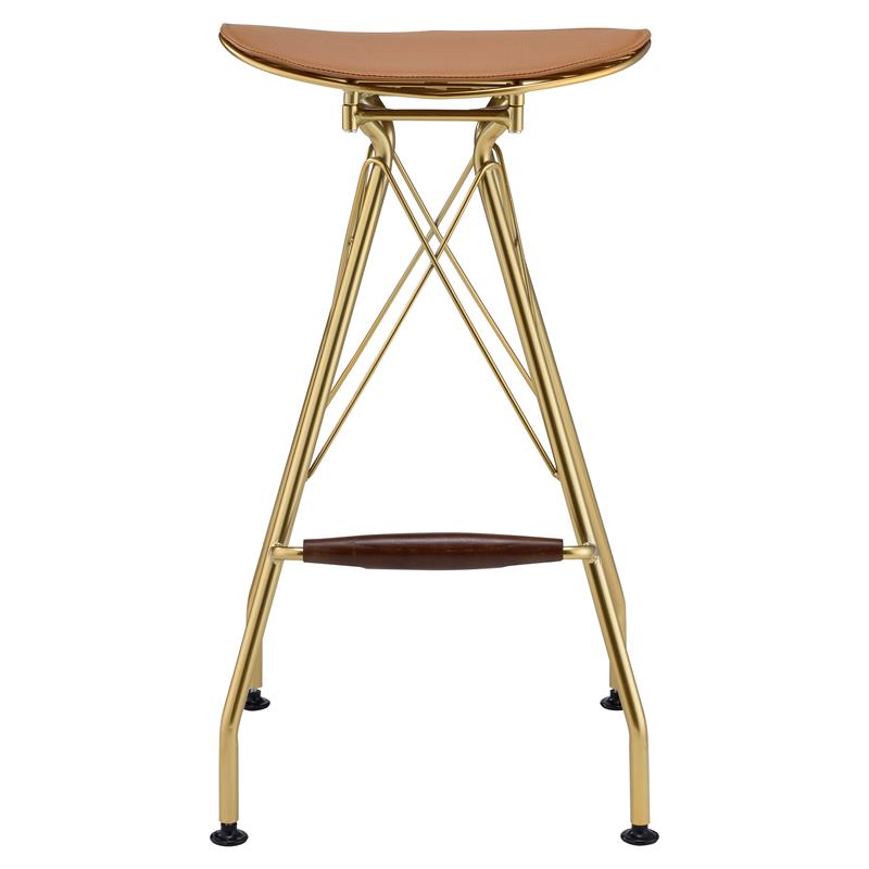 ACME Dragea Faux Leather  Armless Bar Stool in Whiskey and Gold (Set of 2)