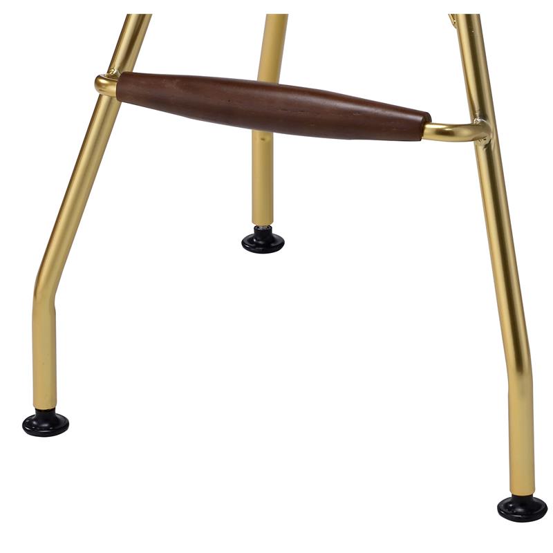 ACME Dragea Faux Leather  Armless Bar Stool in Whiskey and Gold (Set of 2)