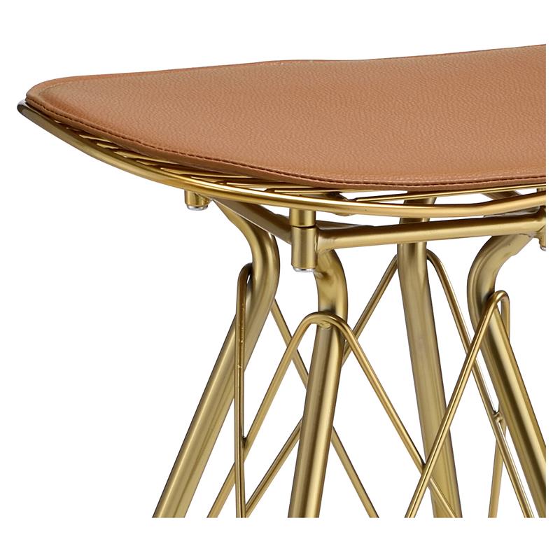 ACME Dragea Faux Leather  Armless Bar Stool in Whiskey and Gold (Set of 2)