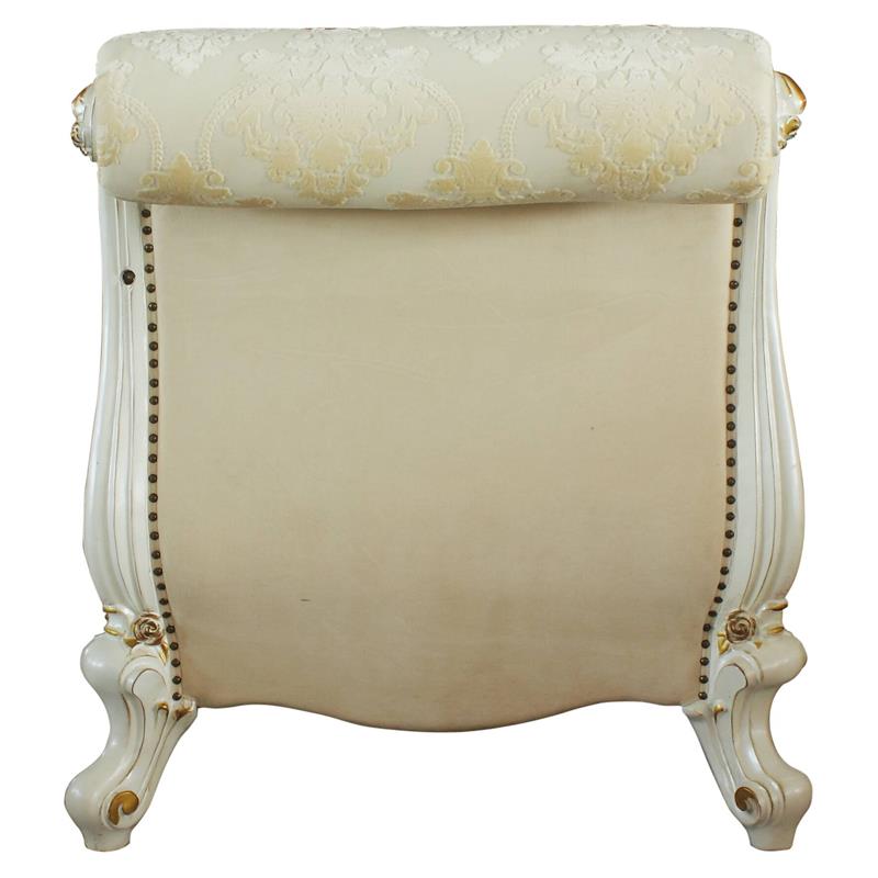 ACME Picardy Resin  Chaise with Nailhead Trim in Antique Pearl and Beige
