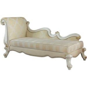 acme picardy resin  chaise with nailhead trim in antique pearl and beige