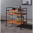 ACME Oaken Serving Cart with 3 Wooden Adjustable Shelves in Honey Oak and Black