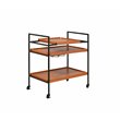 ACME Oaken Serving Cart with 3 Wooden Adjustable Shelves in Honey Oak and Black