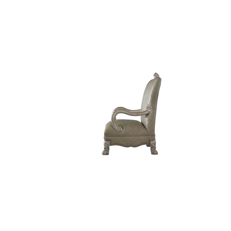 ACME Dresden Accent Chair in Vintage Bone White and PU