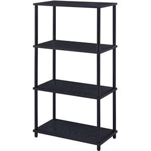 acme nypho 4 wooden shelves rectangular bookshelf with metal frame in black