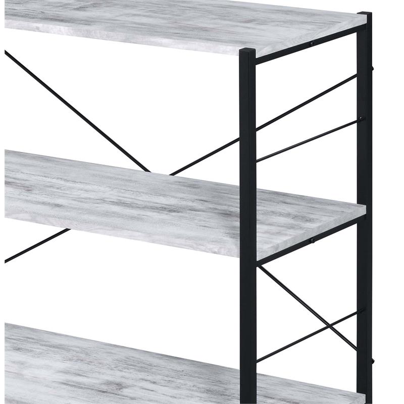 ACME Tesadea 3 Wooden Shelves Rectangular Bookshelf in Antique White and Black