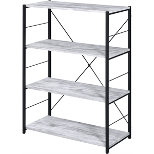 acme tesadea 4 wooden shelves rectangular bookshelf in antique white and black