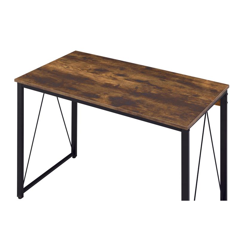 ACME Zaidin Wooden Rectangle Top Writing Desk in Weathered Oak and Black