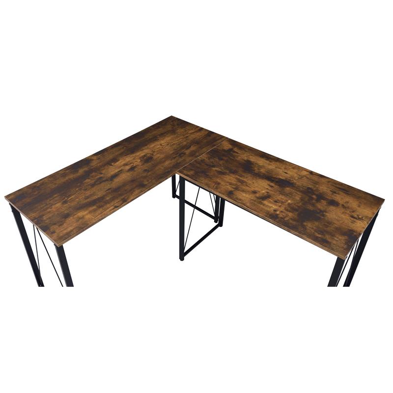ACME Zaidin Wooden Rectangle Top Writing Desk in Weathered Oak and Black