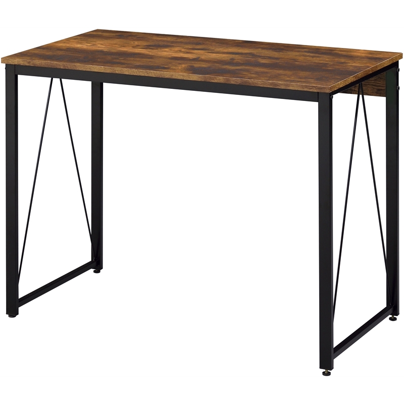 ACME Zaidin Wooden Rectangle Top Writing Desk in Weathered Oak and Black