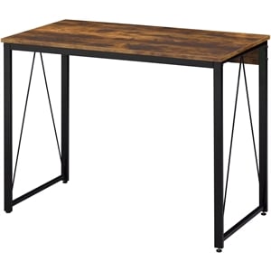 ACME Zaidin Wooden Rectangle Top Writing Desk in Weathered Oak and Black