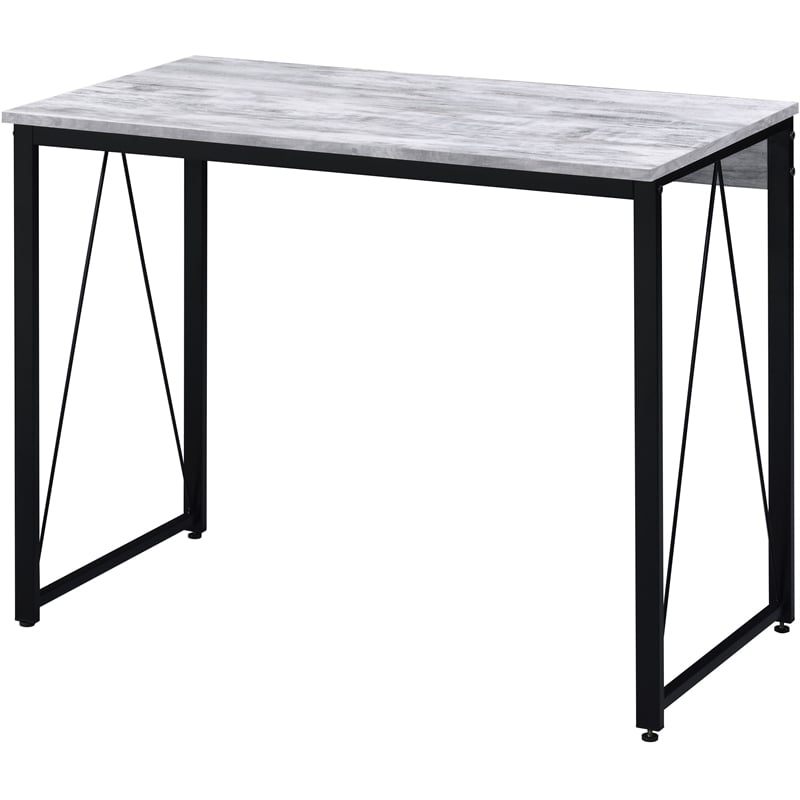 ACME Zaidin Wooden Rectangle Top Writing Desk in Antique White and Black