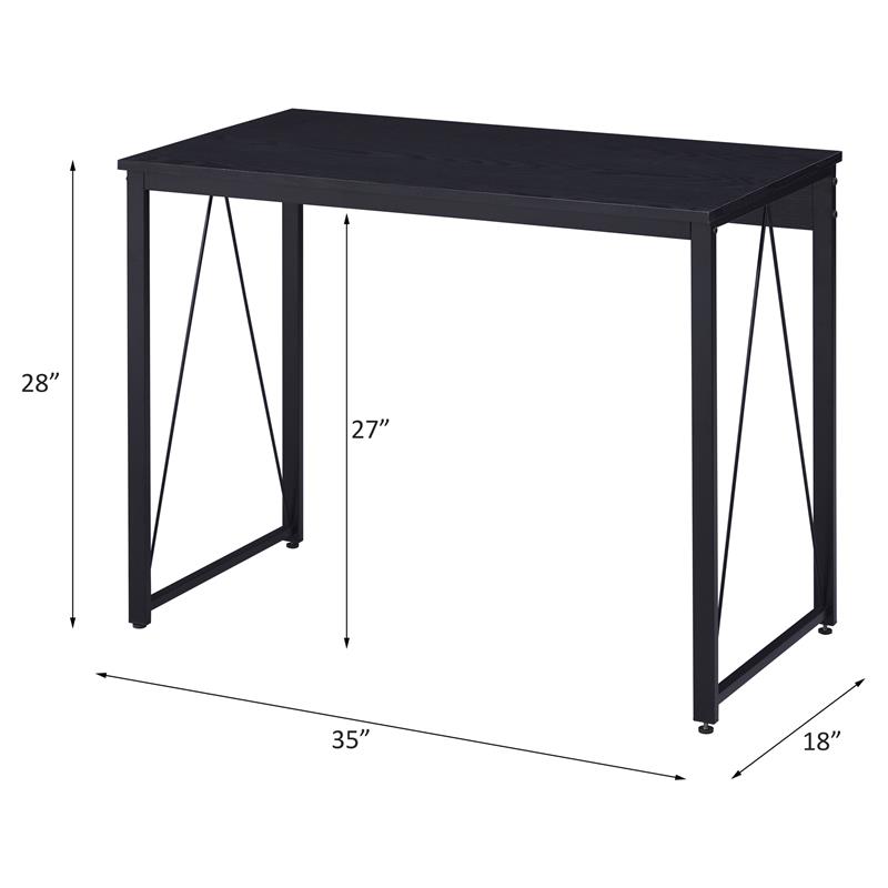 ACME Zaidin Wooden Rectangle Top Writing Desk with Metal Sled Base in Black
